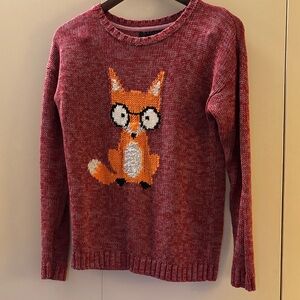 Nerdy Fox Design Red Sweater Small